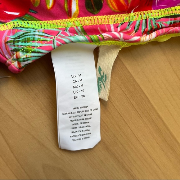 NEW Hobie Women's Two Piece Bikini Set Medium Pink Tropical Keyhole Neckline - Picture 3 of 4